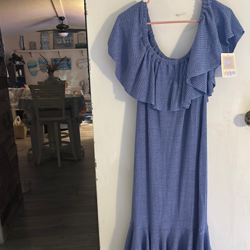 LuLaRoe Blue Ruffle Maxi Dress